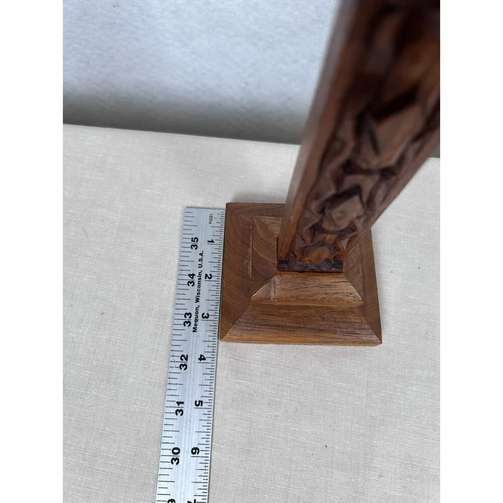 VTG Wood table top cross 75 hand-carved 12 in signed dated folk art chip-carving
